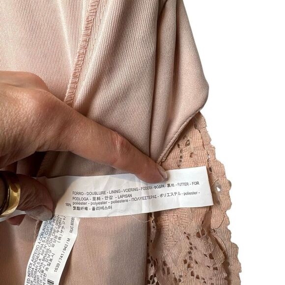 Zara Basic Collection Pink Lace Midi Dress Sleeveless Ruffle Trim Size M (040) - Picture 14 of 16